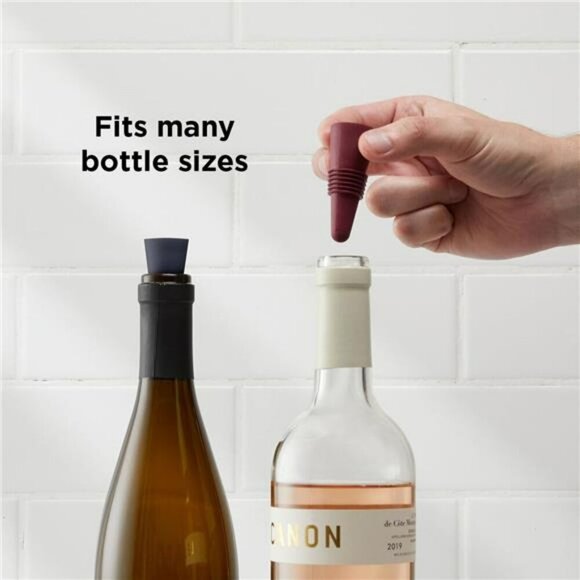 Set of 4 Silicone Wine Bottle Stoppers Reusable Air Tight Seal Multicolor - Picture 4 of 6